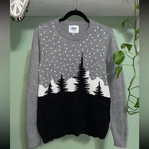 Graphic cotton knit sweater